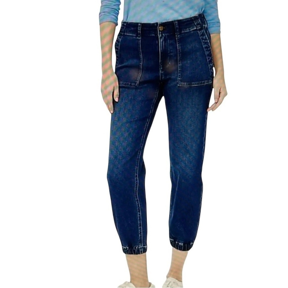 New J Crew Factory Utility Ankle Jogger Denim Jeans Elastic Waist 27P 27 Petite